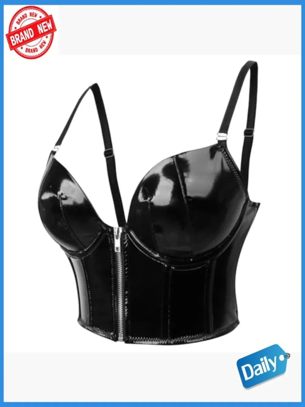PU Leather Push Up Corset Bustier Crop Top with Underwire